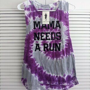 Sarah Marie Design Studio NWT Mama Needs a Run Purple & Gray Tie Dye Muscle Tank